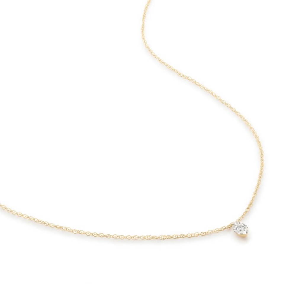 MONICA VINADER 14K Gold Marquise Diamond Solitaire Necklace